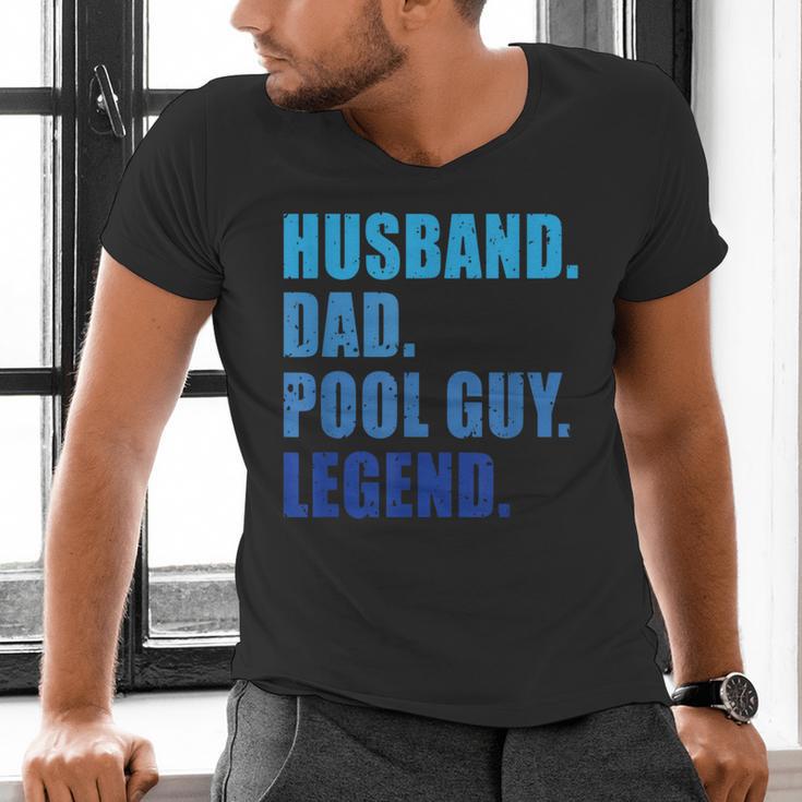 Husband Dad Pool Guy Legend Men Men's V-Neck T-Shirt Husband Dad Pool Guy Legend Men Men's V-Neck T-Shirt