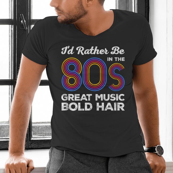I'd Rather Be In The 80s Iconic Music Nostalgia Vintage Men's V-Neck T-Shirt