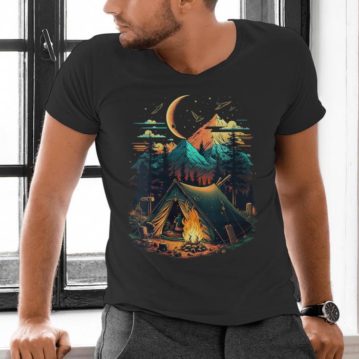 Id Rather Be Camping Great Outdoors Love Glamping Introvert Men's V-Neck T-Shirt Id Rather Be Camping Great Outdoors Love Glamping Introvert Men's V-Neck T-Shirt