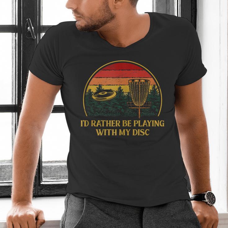 Id Rather Be Playing With My Disc Introvert Disc Golf Men's V-Neck T-Shirt