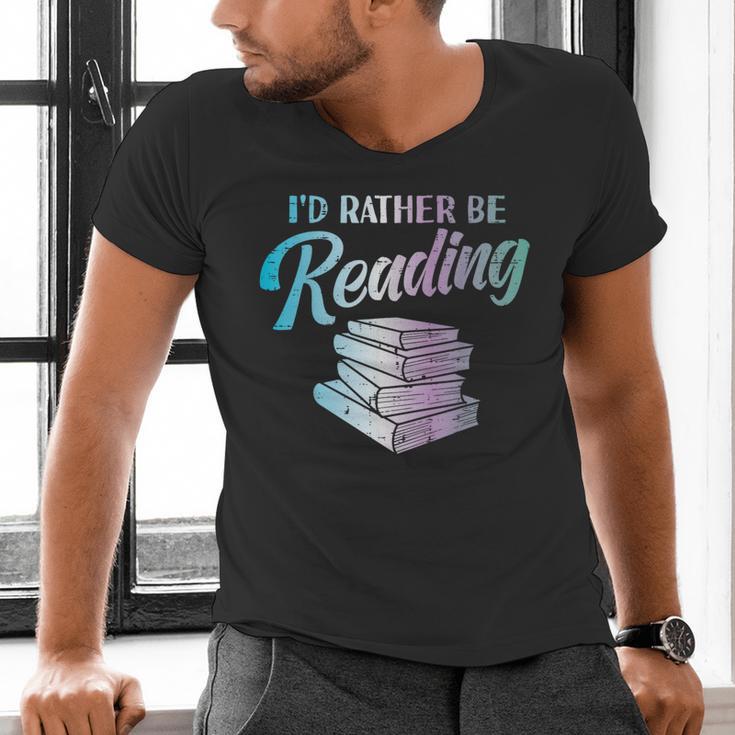 Id Rather Be Reading Book Librarian Men Women Kids Men's V-Neck T-Shirt