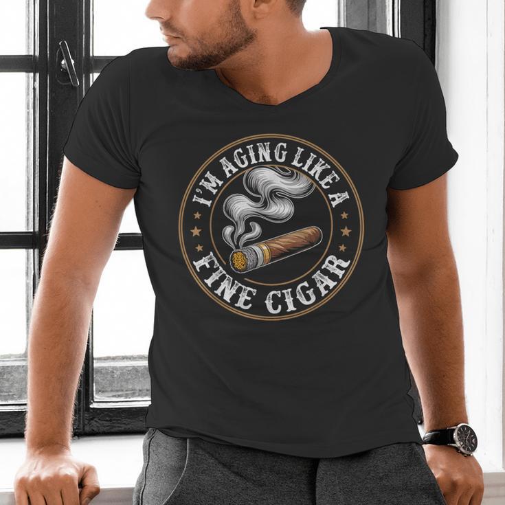I'm Aging Like a Fine Cigar Retro Dad Father's Day Men's V-Neck T-Shirt I'm Aging Like a Fine Cigar Retro Dad Father's Day Men's V-Neck T-Shirt