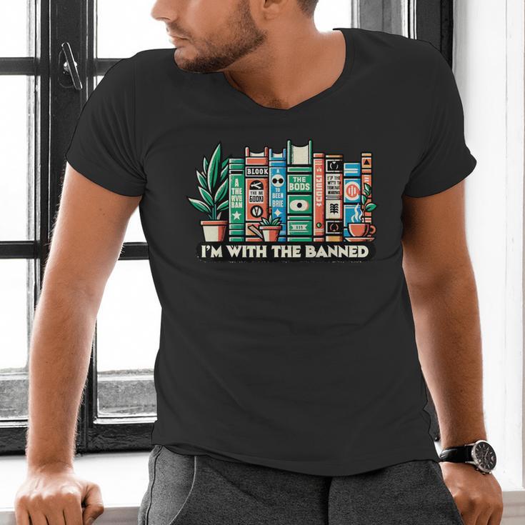 I'm With The Banned Books I Read Banned Books Lovers Men's V-Neck T-Shirt