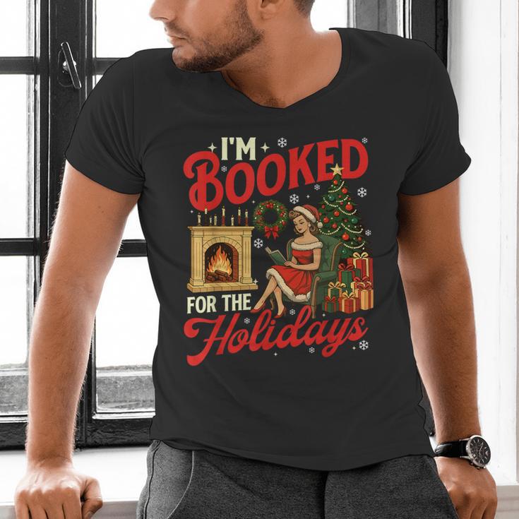 I'm Booked For The Holidays Christmas Reading Bookworm Xmas Men's V-Neck T-Shirt