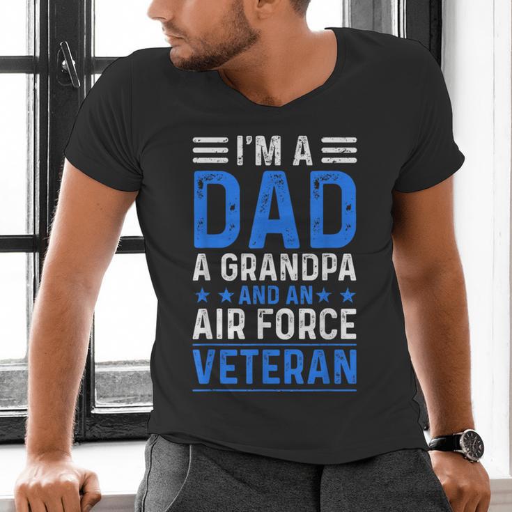 I’m A Dad Grandpa Air Force Veteran Distressed Men's V-Neck T-Shirt