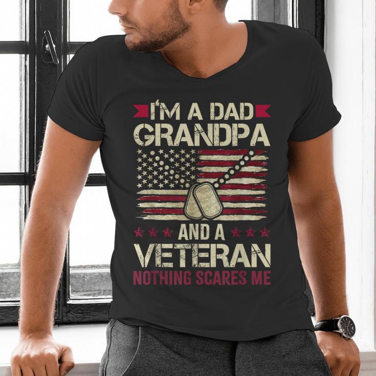 I'm a Dad Grandpa And a Veteran Nothing Scares Me Men's V-Neck T-Shirt