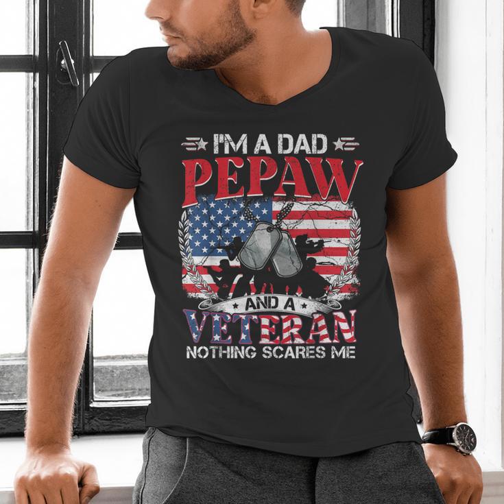 I'm Dad Pepaw Veteran Nothing Scares Me Father's Day Men's V-Neck T-Shirt