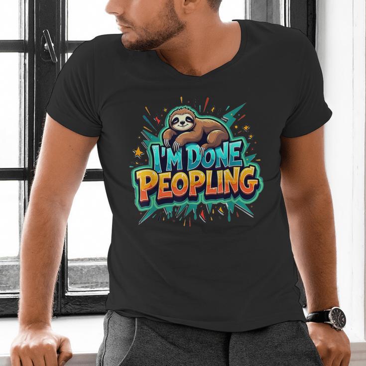 I'm Done Peopling Introvert Sloth Men's V-Neck T-Shirt I'm Done Peopling Introvert Sloth Men's V-Neck T-Shirt