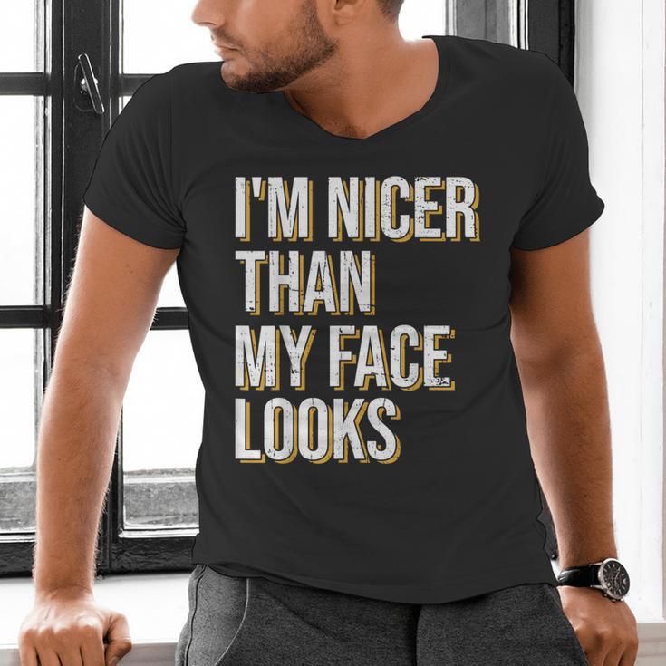 I'm Nicer Than My Face Looks Introverted Introverts Men's V-Neck T-Shirt