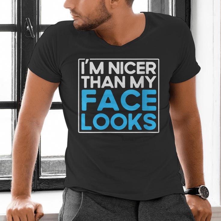 I'm Nicer Than My Face Looks Shy People Introverts Men's V-Neck T-Shirt