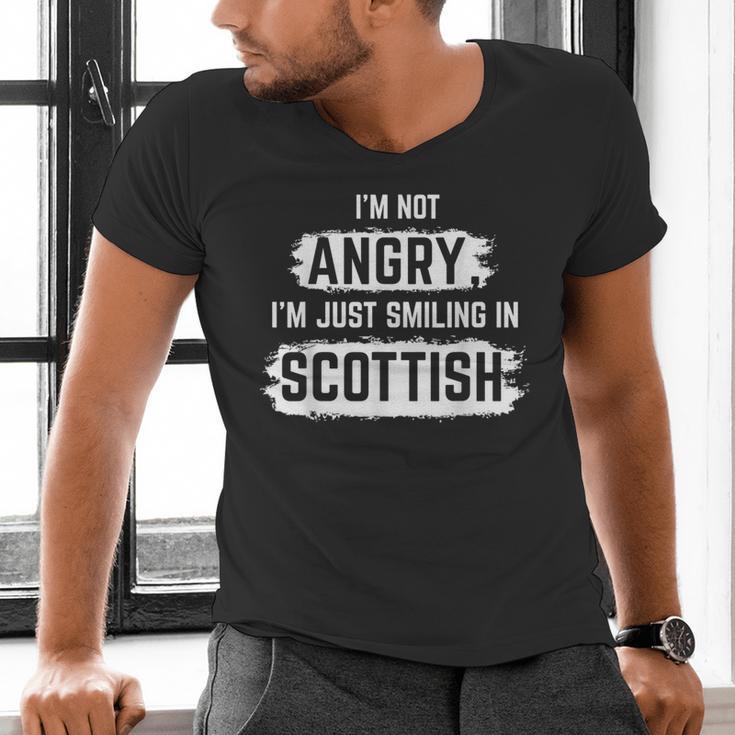 I'm Not Angry I'm Just Smiling In Scottish Dad Fun Scotland Men's V-Neck T-Shirt