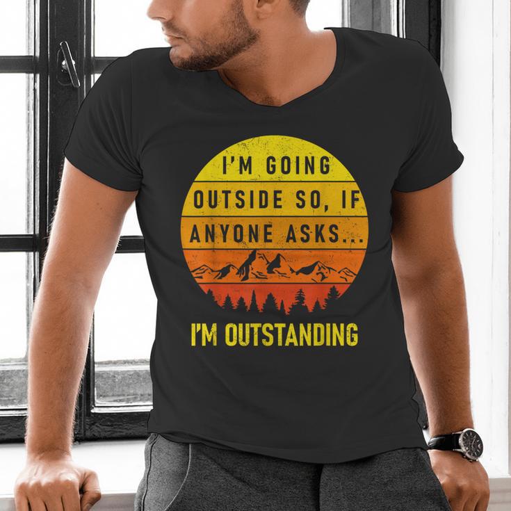 I'm Outstanding Retro Introvert Mountain Trip Lover Men's V-Neck T-Shirt I'm Outstanding Retro Introvert Mountain Trip Lover Men's V-Neck T-Shirt