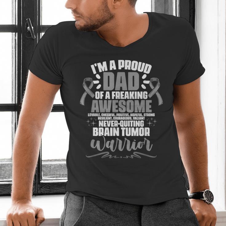 I'm A Proud Dad Brain Tumor Warrior Brain Tumor Survivor Men's V-Neck T-Shirt