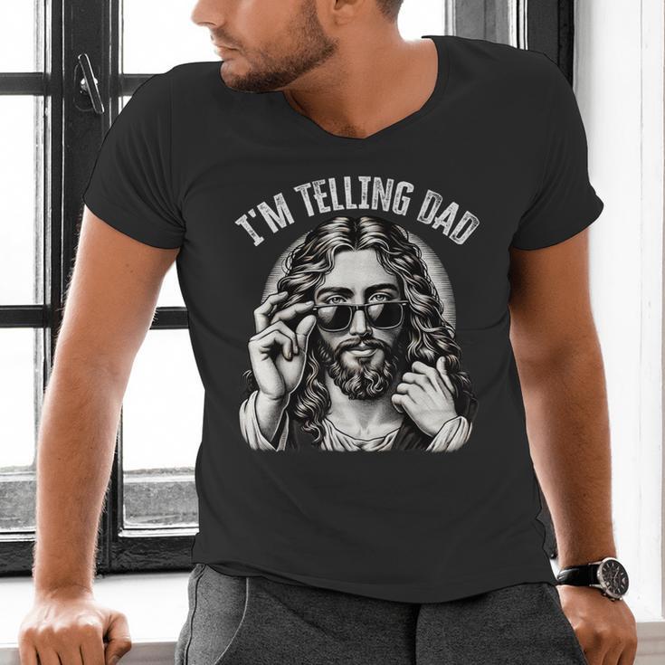 I'm Telling Dad Saying Religious Christian Jesus Meme Men's V-Neck T-Shirt