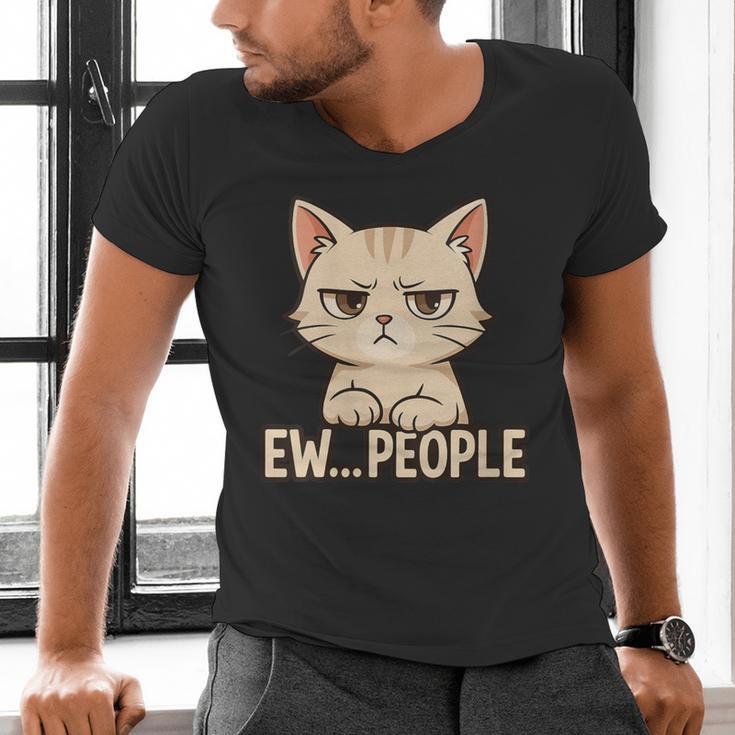 Introvert Anime Cat Ew People Men's V-Neck T-Shirt Introvert Anime Cat Ew People Men's V-Neck T-Shirt