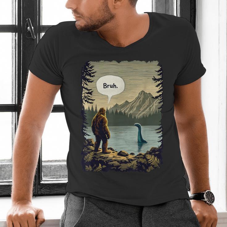 Introvert Bigfoot Sasquatch Loch Ness Monster Bruh Men's V-Neck T-Shirt