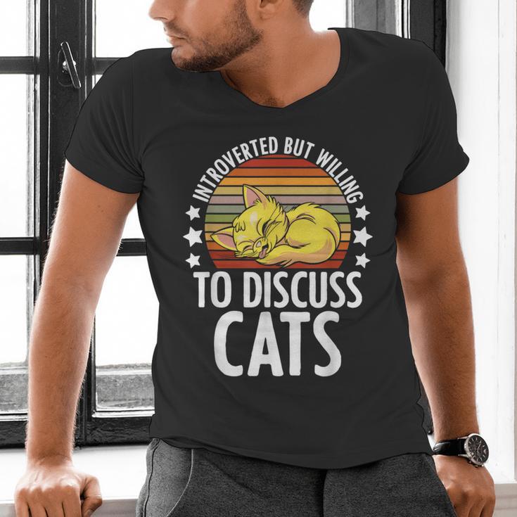 Introvert Cat Kitten Quote For Feline Whisperer Men's V-Neck T-Shirt Introvert Cat Kitten Quote For Feline Whisperer Men's V-Neck T-Shirt
