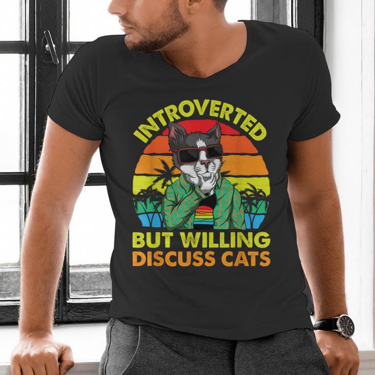 Introvert Cats Sarcasm Cat Lover Introverts Men's V-Neck T-Shirt Introvert Cats Sarcasm Cat Lover Introverts Men's V-Neck T-Shirt