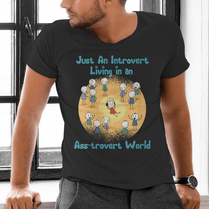 Introvert Extrovert Cartoon In Asstrovert World Men's V-Neck T-Shirt Introvert Extrovert Cartoon In Asstrovert World Men's V-Neck T-Shirt