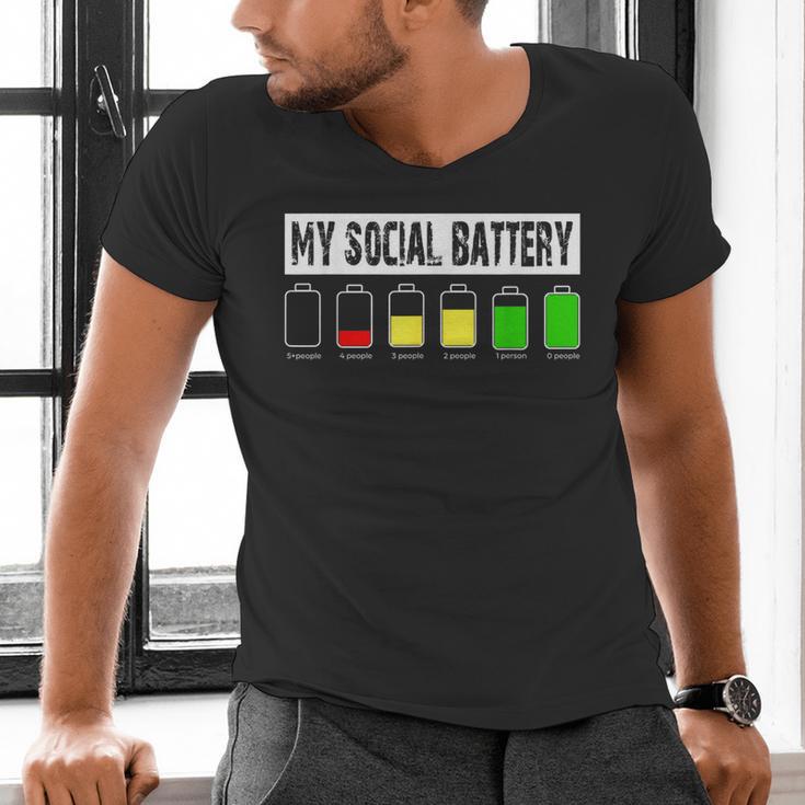 Introvert My Social Battery Low Level Graphic Men's V-Neck T-Shirt Introvert My Social Battery Low Level Graphic Men's V-Neck T-Shirt
