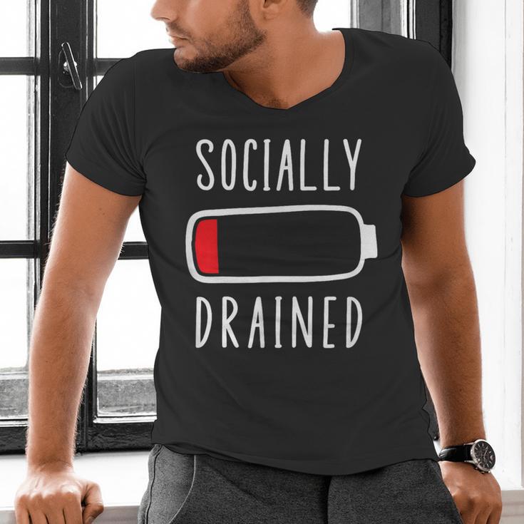 Introvert Socially Drained Battery Men's V-Neck T-Shirt