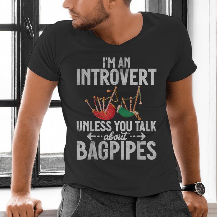 Im An Introvert Unless You Talk About Bagpipes Bagpiper Men's V-Neck T-Shirt