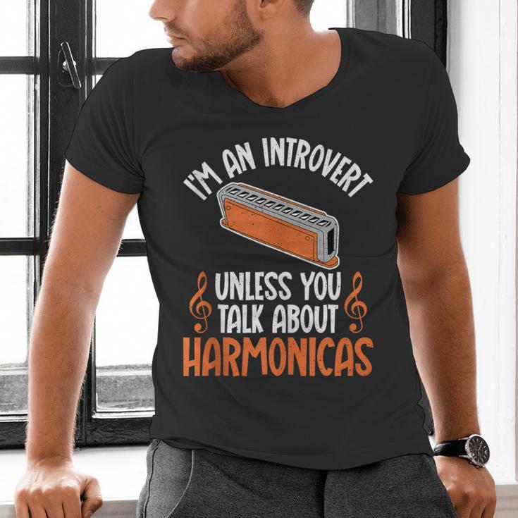 Im An Introvert Unless You Talk About Harmonicas Men's V-Neck T-Shirt