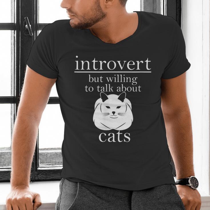 Introvert But Willing To Talk About Cats Men's V-Neck T-Shirt Introvert But Willing To Talk About Cats Men's V-Neck T-Shirt