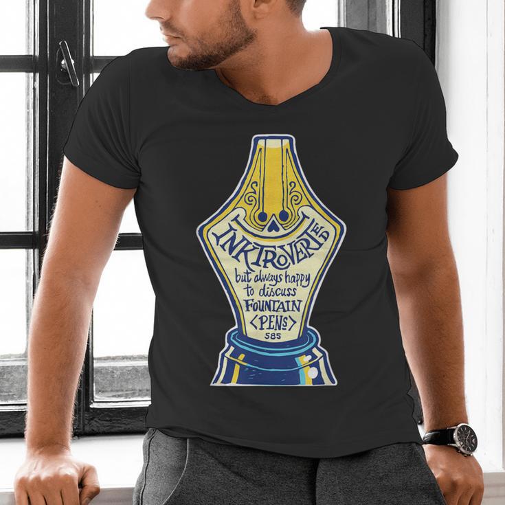 Introverted Fountain Pen Enthusiast Smiling Face Men's V-Neck T-Shirt Introverted Fountain Pen Enthusiast Smiling Face Men's V-Neck T-Shirt