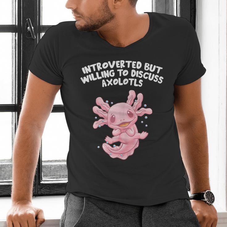 Introverted But Willing To Discuss Axolotl Salamander Men's V-Neck T-Shirt