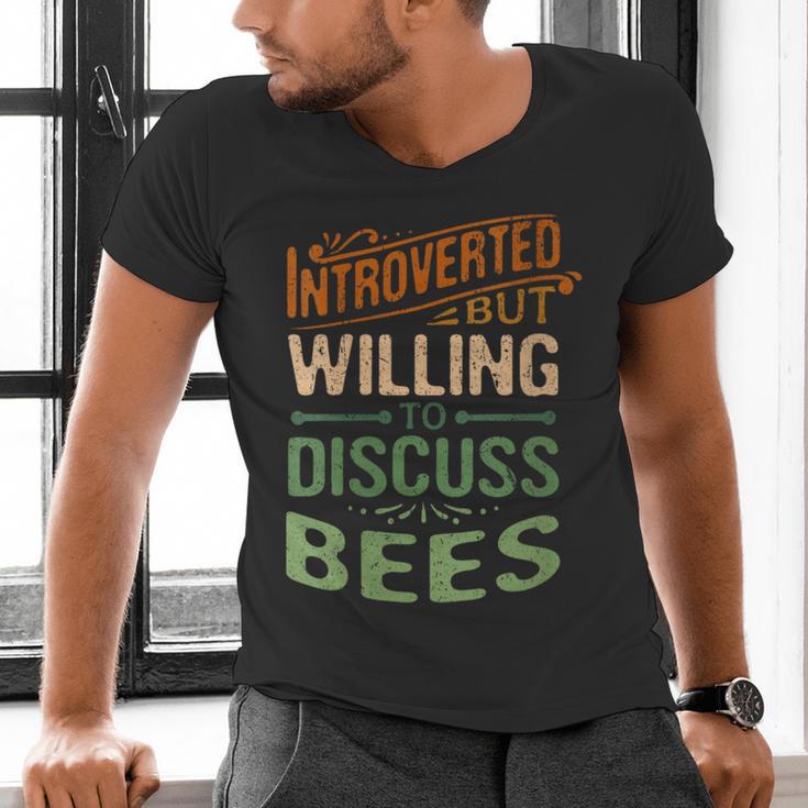 Introverted But Willing To Discuss Bees Animal Meme Men's V-Neck T-Shirt