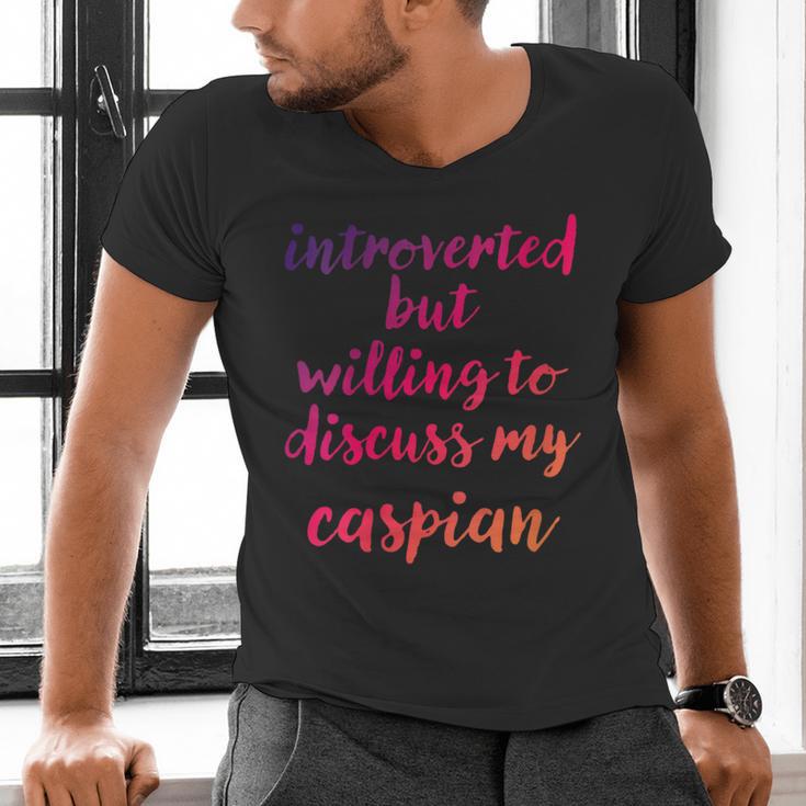 Introverted Willing To Discuss Caspian Introvert Men's V-Neck T-Shirt
