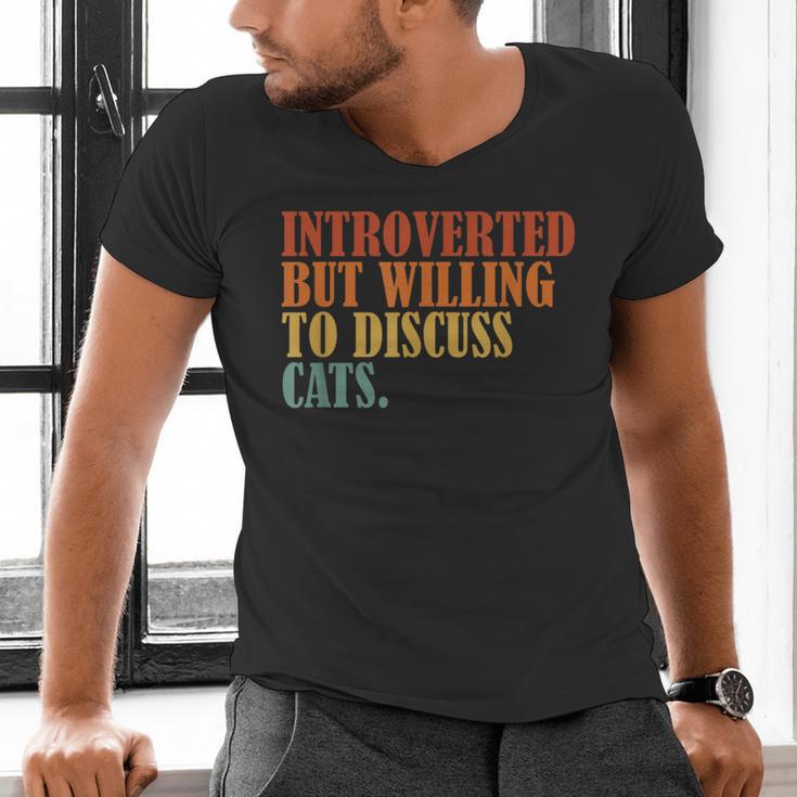 Introverted But Willing To Discuss Cats Introvert Men's V-Neck T-Shirt Introverted But Willing To Discuss Cats Introvert Men's V-Neck T-Shirt