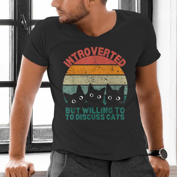 Introverted But Willing To Discuss Cats Men's V-Neck T-Shirt Introverted But Willing To Discuss Cats Men's V-Neck T-Shirt