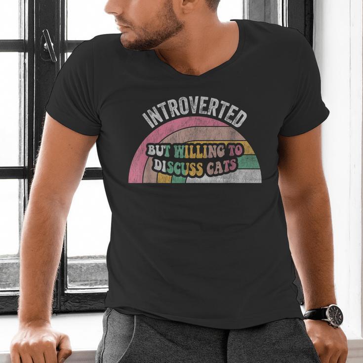 Introverted But Willing To Discuss Cats Rainbow Men's V-Neck T-Shirt