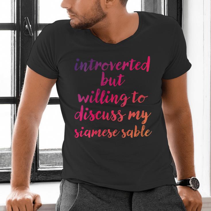 Introverted Willing To Discuss Siamese Sable Introvert Men's V-Neck T-Shirt Introverted Willing To Discuss Siamese Sable Introvert Men's V-Neck T-Shirt