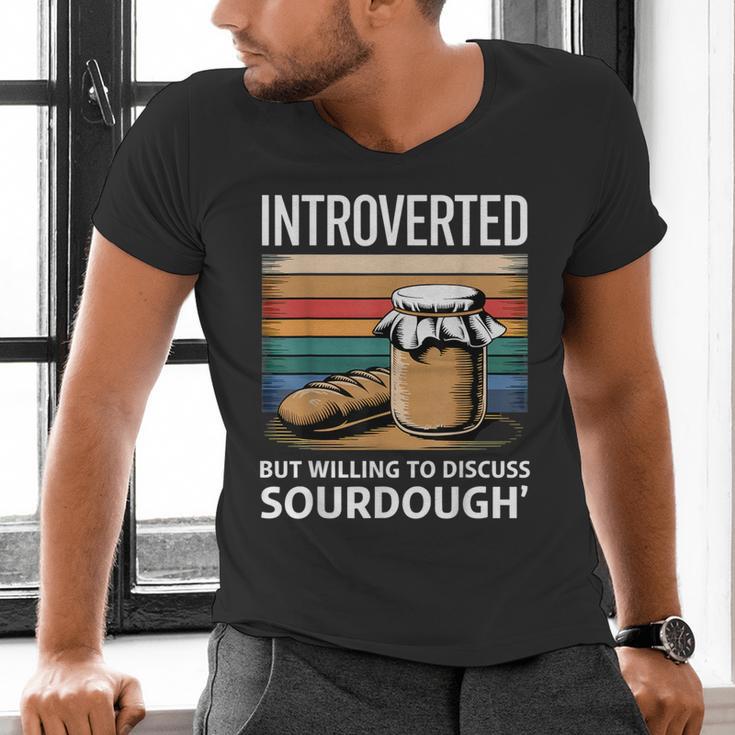 Introverted But Willing To Discuss Sourdough Vintage Baking Men's V-Neck T-Shirt Introverted But Willing To Discuss Sourdough Vintage Baking Men's V-Neck T-Shirt