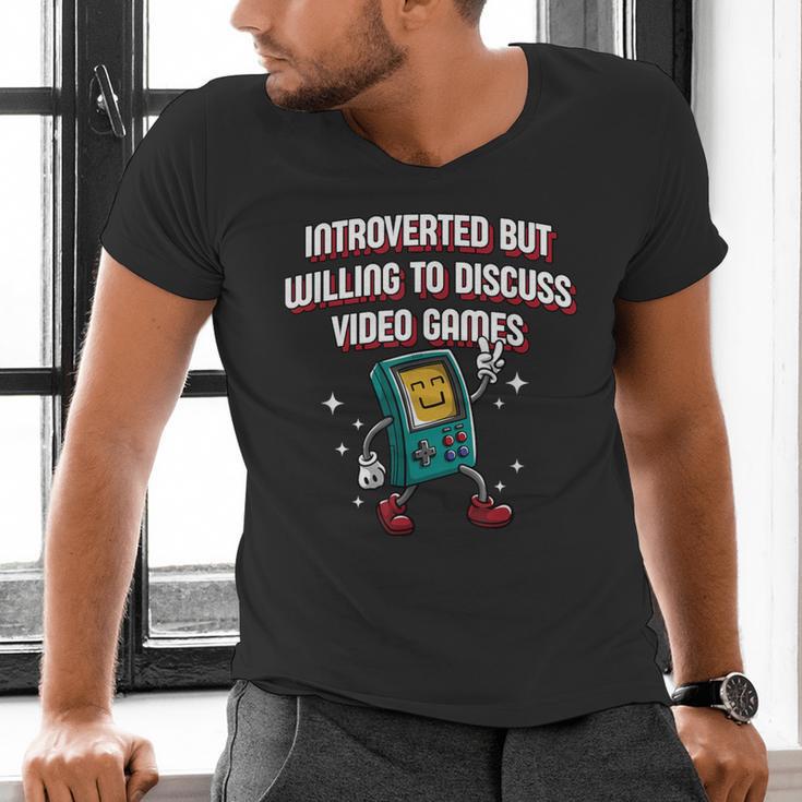 Introverted But Willing To Discuss Video Games Introvert Men's V-Neck T-Shirt