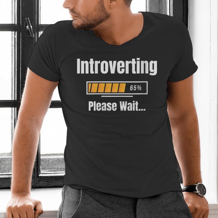 Introverting Please Wait Humor Sarcastic Geek Gamer Jokes Men's V-Neck T-Shirt