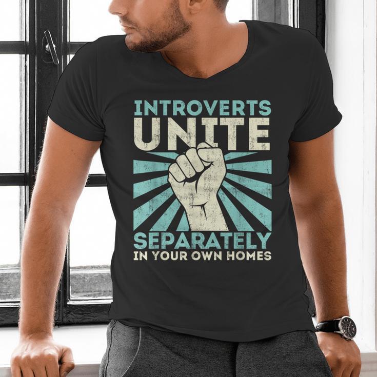 Introverts Unite Separately Introverted Antisocial Men's V-Neck T-Shirt Introverts Unite Separately Introverted Antisocial Men's V-Neck T-Shirt