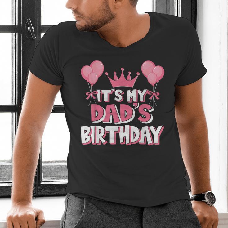It's My Dad's Birthday Celebration Small Men's V-Neck T-Shirt