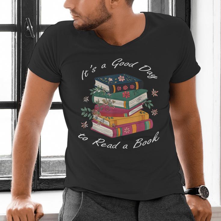 It's a Good Day To Read a Book Floral Stack Tee Men's V-Neck T-Shirt