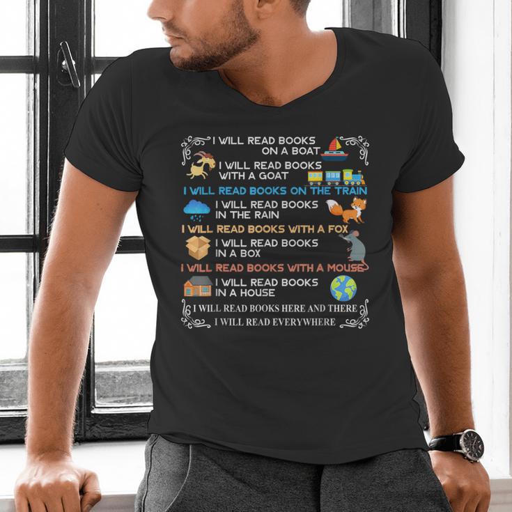 IWill Read Books On A Boat & Everywhere Reading Kids Men's V-Neck T-Shirt