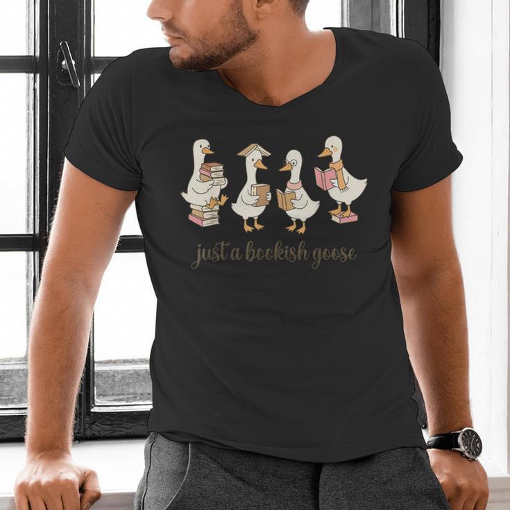 Just A Bookish Goose Goose Book LoverSilly Goose Book Club Men's V-Neck T-Shirt