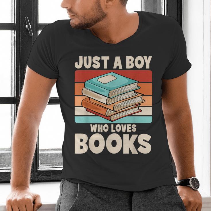 Just A Boy Who Loves Books Reading Bookworm Boys Kids Men's V-Neck T-Shirt Just A Boy Who Loves Books Reading Bookworm Boys Kids Men's V-Neck T-Shirt