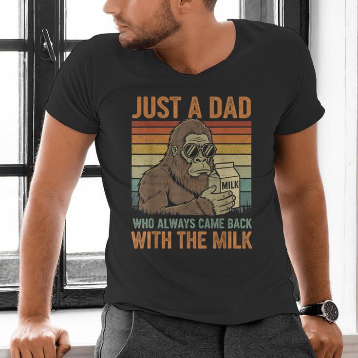 Just A Dad Who Always Came Back With The Milk Daddy Men's V-Neck T-Shirt