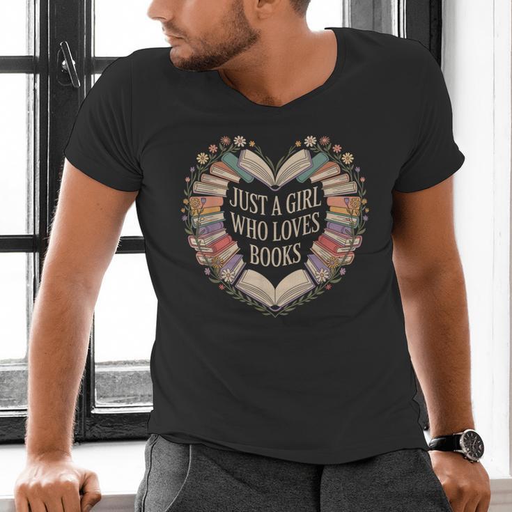 Just a Girl Who Loves Books Book Lover Librarian For Women Men's V-Neck T-Shirt