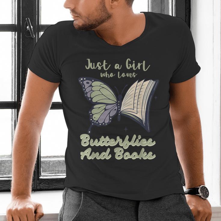 Just a Girl Who Loves Butterflies And Books Butterfly Men's V-Neck T-Shirt