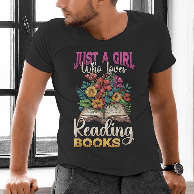 Just A Girl Who Loves Reading Books Men's V-Neck T-Shirt