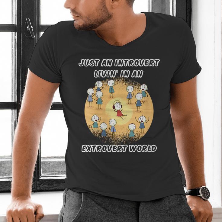 Just An Introvert Living In An Extrovert World Stickmen Men's V-Neck T-Shirt